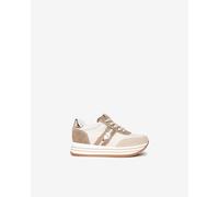 NeroGiardini Outlet - Sneakers Teens da Ragazza in Camoscio e Pelle - Ivory 32