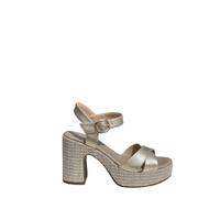 Nerogiardini - Sandali con Tacco a Blocco in Pelle Metallizzata - - Shoes - Donna - Grigio - 36 EU