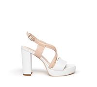 NEROGIARDINI Sandalo con fascia tacco alto in pelle. Made in Italy Bianco BIANCO-CIPRIA