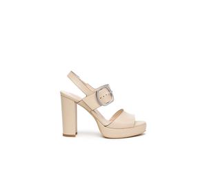 Nerogiardini - Sandalo Plateau in Lino - - Shoes - Donna - Beige - 38 EU