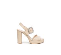 Nerogiardini - Sandalo Plateau in Lino - - Shoes - Donna - Beige - 40 EU