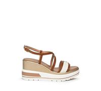 NEROGIARDINI Sandalo platform in pelle. Made in Italy Marrone MARRONE + BEIGE