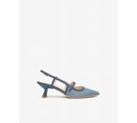 NeroGiardini - Sling-Back Donna in Pelle e Tessuto - Avio