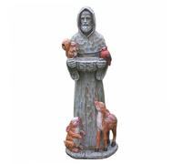 Neroyaner Statua di San Francesco d'Assisi Alta 11, 8 Pollici mangiatoia Spirituale per Uccelli con scoiattoli Uccelli Cervi Resina Prato di San Francesco d'Assisi