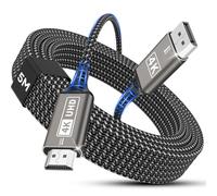 Nersligek Cavo DisplayPort a HDMI 4K, Cavo Unidirezionale da DP a HDMI Maschio-Maschio UHD 4k@30Hz, 2k@60Hz, 1080p Intrecciato da DP a HDTV Compatibile con Monitor/Proiettori/HDTV, Lenovo, Dell - 5M