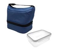 NERTHUS FIH 1511 Borsa termica borsa blu con contenitore ermetico 1L Borsa porta alimenti con doppio scomparto interno isolante con manico ideale per lavoro e ufficio