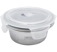 NERTHUS FIH 1518 Contenitore rotondo ermetico in acciaio inox, senza BPA, adatto al microonde e al congelatore, ideale per la conservazione e il trasporto di alimenti