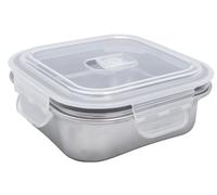 NERTHUS FIH 1519 Contenitore rotondo ermetico in acciaio inox, senza BPA, adatto al microonde e al congelatore, ideale per la conservazione e il trasporto di alimenti