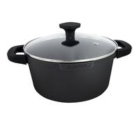 Nerthus FIH 1555 casseruola alta in alluminio pressofuso con rivestimento antiaderente quantanium adatta a induzione gas e vetroceramica coperchio in vetro con valvola e manici in silicone removibili
