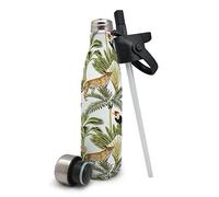 Nerthus FIH 573 Thermos a Doppia Parete per Freddo e Caldo. Disegno Giungla in Acciaio Inossidabile con Tappo Cannuccia 500 ml. Senza BPA