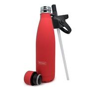 Nerthus FIH 577 Thermos a Doppia Parete per Freddo e Caldo. Disegno Corallo in Acciaio Inossidabile con Tappo Cannuccia 500 ml. Senza BPA