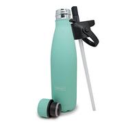 Nerthus FIH 578 Thermos a Doppia Parete per Freddo e Caldo. Disegno Turchese in Acciaio Inossidabile con Tappo Cannuccia 500 ml. Senza BPA