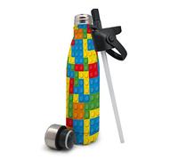 Nerthus FIH 582 Thermos a Doppia Parete per Freddo e Caldo. Disegno Blocchi-Multicolore in Acciaio Inossidabile con Tappo Cannuccia 500 ml. Senza BPA