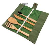 Nerthus FIH 654-Set di posate portatile in bambù, compatto, ecologico, 100% naturale e riutilizzabile, facile da trasportare, ultraleggero e resistente
