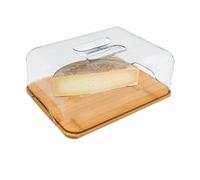 Nerthus FIH 676 - Formaggiera in bambù con coperchio in PVC, Scatola formaggio legno di bambù, Ideale per conservare freschi i tuoi formaggi