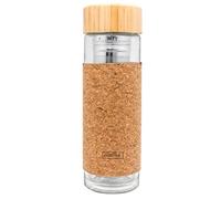 NERTHUS FIH 802 Filtro 300 ml, Isolante, Grazie alla Doppia Parete, Bottiglia infusore, Thermos, Tazza da Viaggio, teiera in Vetro, 0,30 Litri, Metallo, Sughero