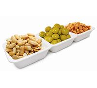 NERTHUS Piatto di porcellana per aperitivi con 3 scomparti rettangolari