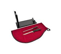 NERTHUS Prosciutto a testa fissa in legno + copri Jamon Bordeaux + affilatrice manuale + coltello prosciutto
