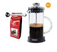 Nerthus SET FIH 1143 Macchina da caffè francese in vetro da 600 ml. + pinze e cucchiaio