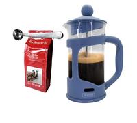 Nerthus SET FIH 1144 Macchina da caffè francese a pistoni 350ml. blu + pinze e cucchiaio