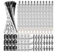 NERTOEE Matite musicali Note musicali Matita con Musica a tema Gomme in legno Matite Bulk Tastiera Divertente Matite Gomme Regalo (96 pezzi)