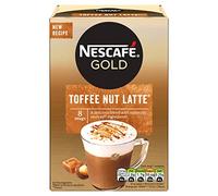 NESCAFÉ Caffè istantaneo Toffee Nut Latte 8 bustine da 18,6 g, 100% caffè di provenienza responsabile (confezione da 6)