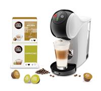Nescafé Dolce Gusto De’Longhi Genio S - Macchina da Caffè a Capsule Automatica, 15 Bar, Hot & Cold, Bundle 32 Capsule: Cappuccino+ Espresso Milano, Bianca (EDG226.W)