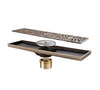 NESHO Scarico for Doccia lineare, Scarico a Pavimento for Doccia Rettangolare in Bronzo in Ottone Scarico lineare da 12 Pollici con griglia Rimovibile