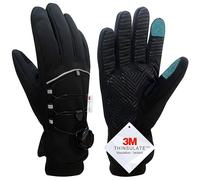 Nesirooh Guanti Invernali Uomo Donna, 3M Thinsulate Impermeabili Antivento Caldo Antiscivolo Touchscreen Guanti da Bici per Ciclismo Corsa Escursionismo Guida Sci (Nero, XL)