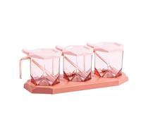 NESPIQ Barattoli per Spezie Set Barattolo di Spezie Sale Pepe Barattolo di Condimento Saliera con Cucchiaio Trasparente per Cucina Contenitori per Cucina(Pink,3Pieces)