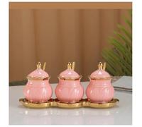 NESPIQ Barattoli per Spezie Set di Barattoli per Condimenti in Ceramica con Coperchio, Contenitore per Condimenti, Set di Organizer per Spezie, Sale, Pepe, Zucchero Contenitori per Cucina(G)