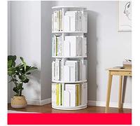 NESPIQ Libreria Per Libri E Decorazioni Scaffale Per Libri Girevole A 360° Scaffali Impilabili Organizzatore Semplice Soggiorno Per La Casa E Libreria Per Libri Illustrati(White-4 Tier)
