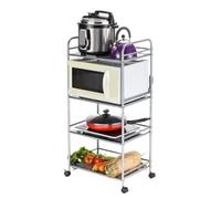 NESPIQ Supporto Per Microonde Scaffale Da Cucina In Acciaio Inox For Panettiere, Forno A Microonde, Scaffale For Riporre Il Riso, Organizer Da Cucina Scaffale Da Cucina(49x99x34cm)