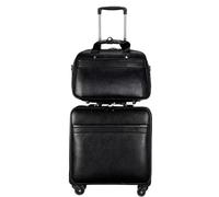 NESPIQ Valigia Trolley Piccola Set Di Valigie Da 2 Pezzi, Valigia Trolley In Pelle PU Con Ruota Universale Silenziosa, Valigia D'imbarco Valigia Trolley Media (Color : Black, Size : 2piece)