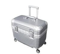 NESPIQ Valigia Trolley Piccola Valigia rigida resistente in PC+ABS con ruote doppie girevoli, valigia cosmetica Valigia Trolley Media(Blue,Silver,20in)