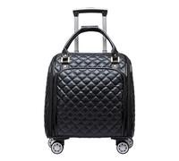 NESPIQ Valigia Trolley Piccola Valigie Sottosella In Pelle Morbida Da Portare Con Sé Bagagli Da Viaggio Con Ruote Piroettanti Valigia Trolley Media (Color : Black, Size : 18inch)