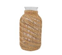 NESPIQ Vaso da fiori decorativo rustico in vetro intrecciato a mano, vaso per fiori secchi, librerie e decorazioni per la casa, vasi di vetro decorativi per tavolo da pranzo (10,5 x 20 x 10,5 cm)