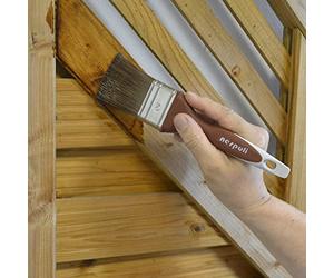 Nespoli FillPro® - Pennello piatto in legno, 50 mm, con pratica FreshBox48® e comoda impugnatura AirTouch®, adatto per tutte le vernici e i colori di protezione del legno, portata elevata