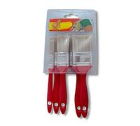 Nespoli - Kit 5 Pennelli per Dipingere da 12/25/37/50/62 mm, Manico in Plastica Rossa - Set Pennelli Pittura con Setole Naturali, per Usi Generici su Superfici Piane