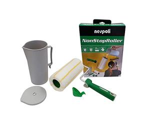 Nespoli - Rullo per Pittura NonStopRoller 21cm con Caraffa, Rullo con Serbatoio per Imbiancare Antigoccia e Antispruzzi - Rulli per Pittura Murale, Stesura Omogenea, Viscosimetro Incluso