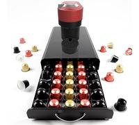 Nespresso Kapselhalter - Kapselhalter Nespresso für mehr Ordnung und Platz - Gadgy Kapsel Aufbewahrung für 50 Nespresso Kaffeekapseln - Edelstahl - Schwarz