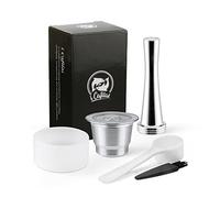 nespressoCapsule Ricaricabili in Acciaio INOX,Riutilizzabile Capsule pernespresso,Pennello+Cucchiaio (Capsula+Tamper+Powder Filling Aid)
