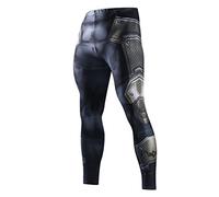 Nessfit - Leggings da uomo a compressione da supereroe, strato di base, per palestra, corsa, allenamento termico