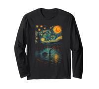 Nessie Loch Ness Mostro Notte Stellata Stile Van Gogh Maglia a Manica