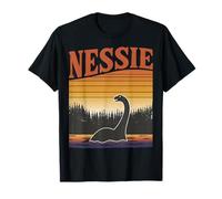 Nessie Loch Ness Mostro Retro Tramonto Lago Maglietta