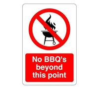 Nessun barbecue oltre questo punto: segnaletica di sicurezza - plastica rigida da 1,2 mm per uso interno ed esterno (200 mm x 150 mm) Distanza di visualizzazione entro 5 m.
