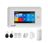 Nessun Canone Mensile PG106 4G Wireless GPRS Touch Screen Sistemi di allarme sicurezza antifurto casa intelligente con sensore porta rilevatore fumo sirena(Set-B)