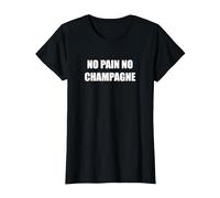 Nessun Dolore, Niente Champagne Maglietta, Donna, Nero, 3XL