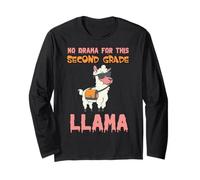 Nessun Dramma per Questo Lama di seconda elementare Divertente Ritorno a Scuola Maglia a Manica