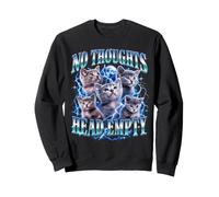 Nessun Pensiero Head Empty Kitty Meme Y2K Moon Lightning Felpa